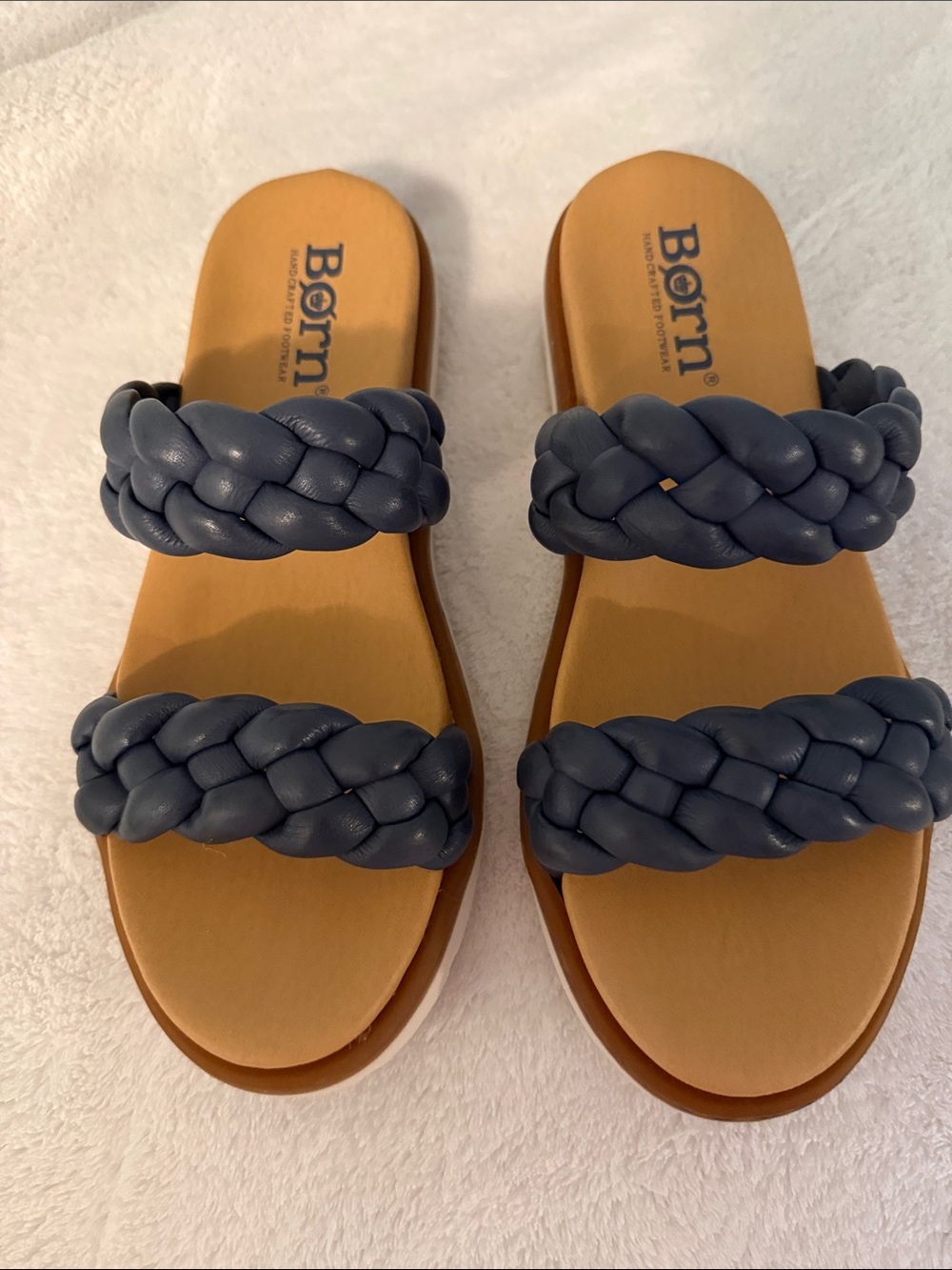 Born Braided Double-Strap Slide Sandal - Blue Size 9